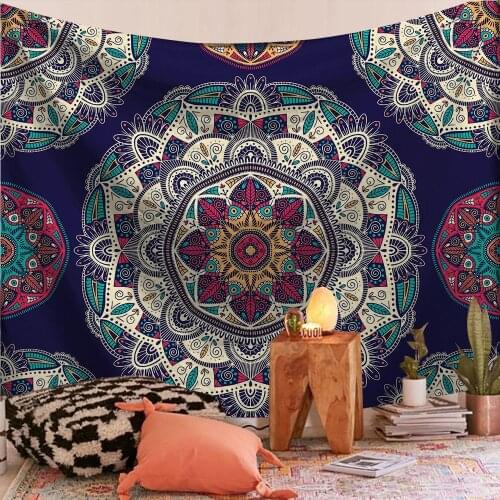 Geometric Print Tapestry Mandala Pattern Tapestry Wall Hanging Living Room Decorative Polyester Carpet Home Decor Blanket