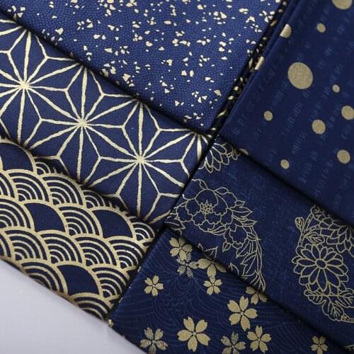 BLUE Retro style fabric Calico Printed cotton fabric for DIY Bag 002 1 order=50cm*140cm