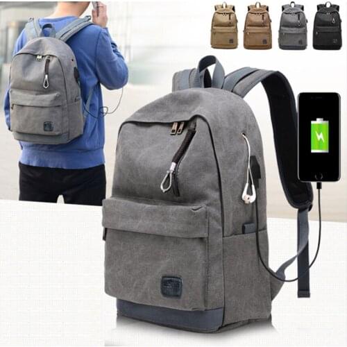 14 15 15.4 15.6 Inch with USB Interface Canvas Laptop Notebook Backpack Bags Case School Backpack for Men Women Student Travel