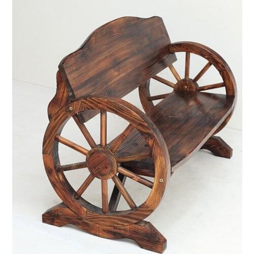 Carbonized Anticorrosive Wood Old Park Chair Wooden Balcony Bench Bench Outdoor Seat Solid Wood Double Backrest Chair