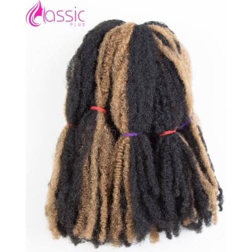 CLASSIC PLUS 14inch Pure Color Marley Braids Hair Crochet Braids Natural Soft Afro Kinky Synthetic Braiding Hair Extensions Bulk