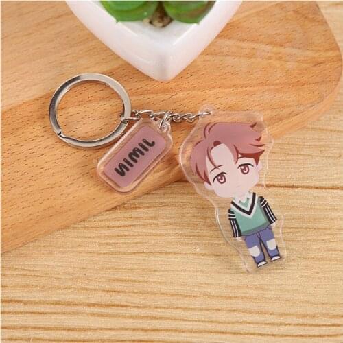 Korean Version 0f Ins Cartoon Anime Transparent Acrylic Keychain Bag Pendant Female Bulletproof Youth League Star Fan Gift BTS-6