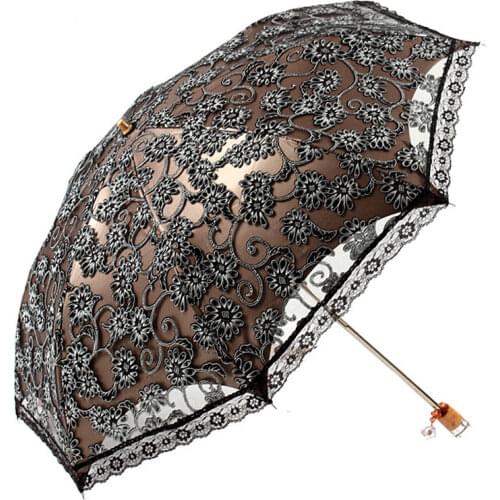 Lace Vinyl Anti-Ultraviolet Sun Umbrella Multifunctional Folding Umbrella Birthday Gift Girlfriend Exquisite Embroidery Craft