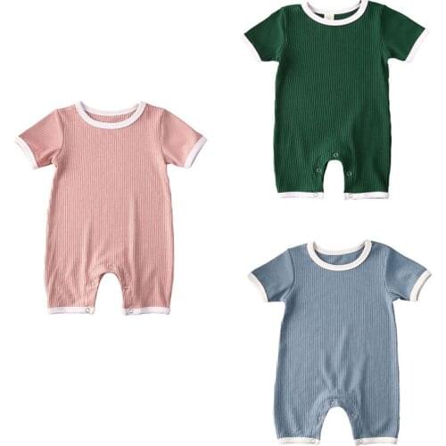 Newborn Summer Baby Kids Toddler Boys Girls Clothes Sleeveless Ribbed Knitted Baby Rompers Jumpsuit Playsuit One-Pieces Sunsuits