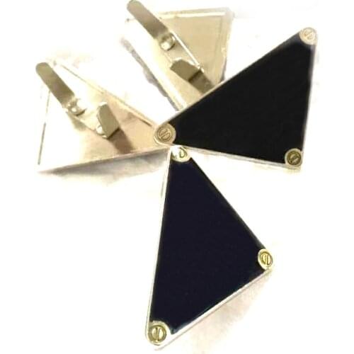 10pcs high quality triangle decoration Metal Plate Blank Logo Laser hardware straps tail clasp accessory bag accessories