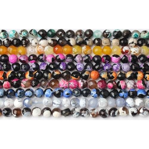 LanLi Natural Jewelry multicolor faceted Fire agates stones Beads 8mm DIY bracelet necklace ear stud Accessories