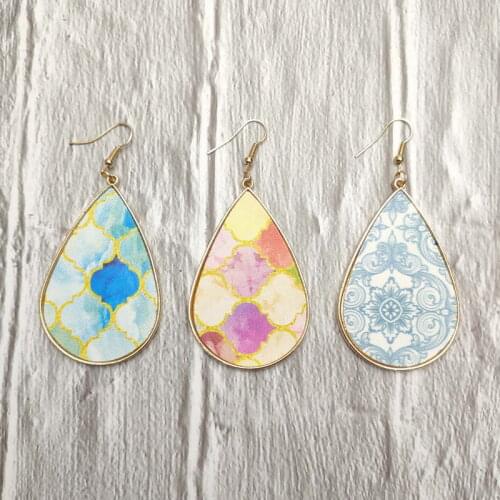 ZWPON Fashion Abstract Painting Teardrop Earrings Baroque Style Summer Women Leather Earrings Jewelry Wholesale E6598