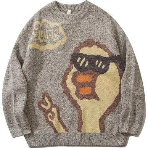 High Street Knit Sweater Men Japanese Skeleton Bone Graphic Pullovers Harajuku Casual Loose Sweaters Oversized Streetwear Unisex