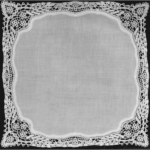 Fashionable Wedding Bride Handkerchief 30x30 CM Cotton Lace Lady 12 PCS