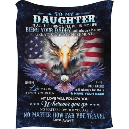 Personalized Stamp Blanket to My Daughter from Mom and Dad My Love Will Follow You Whenever You Go 120x150cm Custom Name Blanket