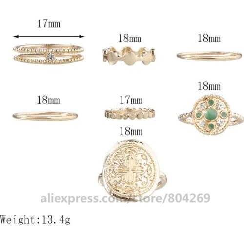 Wholesale Totem Ring Fashion Women Auger Geometry Jewelry Accessories Ring Sets Hot Sales