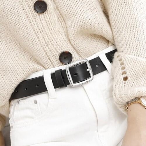 New luxury brand ladies belt square buckle design fashion wild jeans dress student belt pin buckle tide brand retro belt