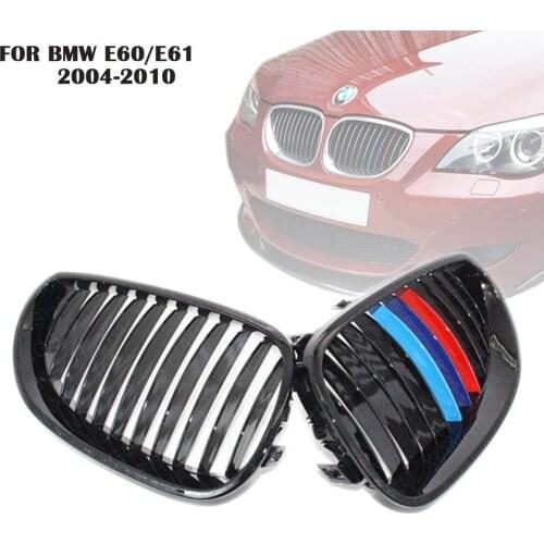 For BMW E60 E61 540i 530i 528i M5 2004-2010 Car Style Radiator Racing Grills Gloss Black M-color Front Racing Kidney Grilles