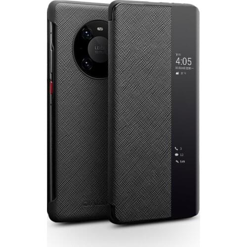 Qialino Luxury Genuine Leather Phone Cover For Huawei Mate 40 Pro+ Ultra Thin Flip Case With Smart View For Huawei Mate 40