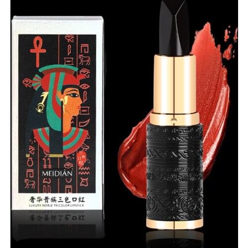 Sexy Red Lipstick Three-color One Tube Black Rose Velvet Moisturizing Silky Touch Full colors Lips Makeup Waterproof Lasting