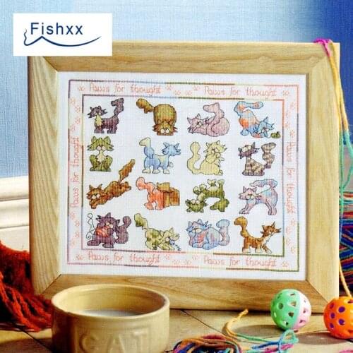 Fishxx Cross Stitch European magazine Crazy97-1 cat daily cartoon animal Figure 16 small pattern hand sewing embroidery