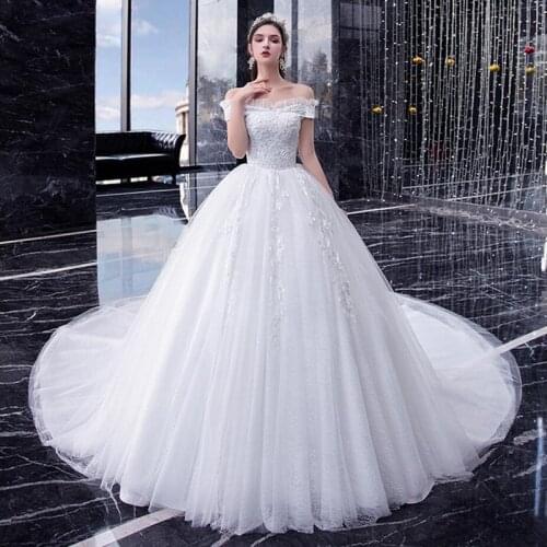 New Dubai Short Sleeves Boat neck Luxury Lace Wedding Dresses 2021 Sequins customer sizes Princess Wedding Gowns Bridal Dresses