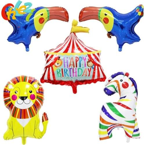 1Pcs Amusement park Foil Balloons Zebras lions woodpeckers Helium balloon Birthday wedding Party Decorations Kids shower Globos