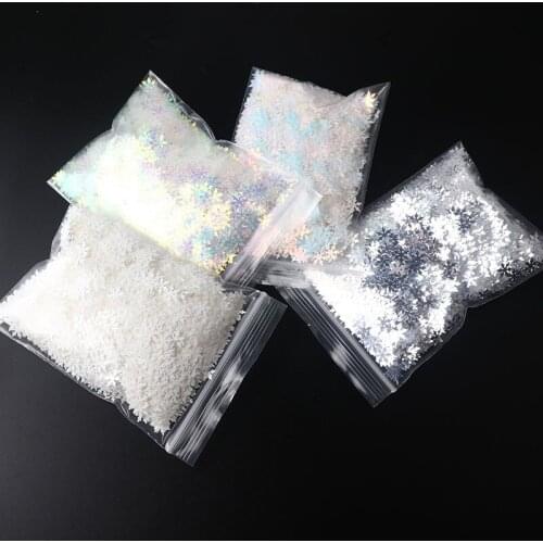 50G Ultra-Thin Flash Big Snowflake Flower Sequin Laser 3D Nail Holographic Painted Chameleon Film Diy Nail Art Decoration 10Mm