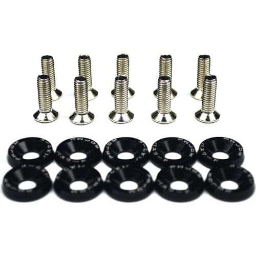 10pcs/Set Color car screw M6 Washer Screw Hex Fasteners Modification Engine Concave Screws Fender Washer Bumper for auto