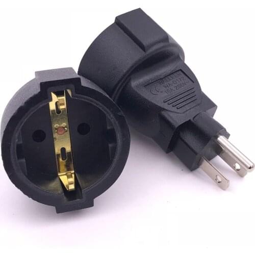 10PACK Nema US 5-15p Germany Socket AC Power Adapter US European French Wire Connector Converter Male To Female Conversion Plug