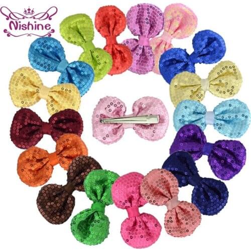 22 Colors 8*5 CM Double Sided Glitter Sequins Bowknot Hair Clip Cute Children Bows Hairpin Baby Girls Ponytail Barrette Kid Gift