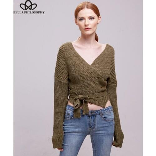 Женские пуловеры с V-образным вырезом Bella Philosophy China At AliExpress