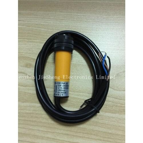 FREE SHIPPING 2PCS/LOT %100 NEW E3F-DS30C4 diameter 18mm Adjustable diffuse photoelectric sensor NPN
