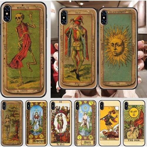 Tarot Cards Reading Phone Case Cover Hull For iphone 5 5s se 2 6 6s 7 8 12 mini plus X XS XR 11 PRO MAX black art prime fashion