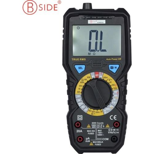 BSIDE ADM08A Auto Range Digital Multimeter 6000 Counts True RMS LCD Display Multimeter Frequency Diode NCV Tester
