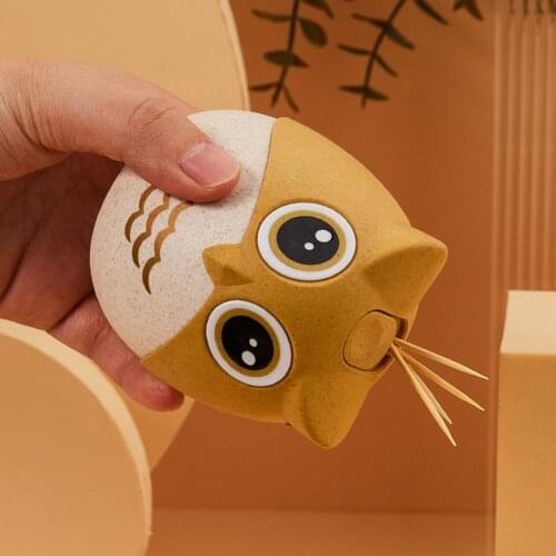 Toothpick Holder Cartoon Owl Chick Pattern Dustproof Wheat Straw Decorating Toothpick Case for Restaurant