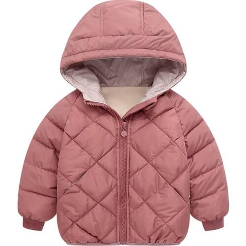 Kids Hooded Coats Autumn Winter Velvet Warm Jackets 3-7 Years Boys Girls Padded Cotton Outerwear Children Clothes