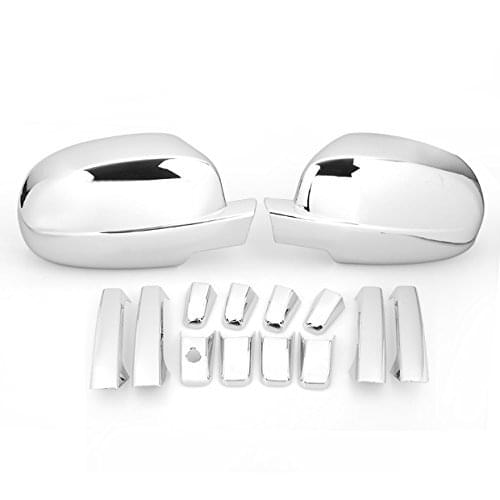 Chrome Side Door Handle + Full Mirror Cover Fit for 07-13 Chevy Silverado Tahoe