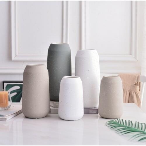 Custom Size Modern New Design Matt White Grey Brown Tabletop Ceramic Creative Vase Nordic Home Party Flower Decoration
