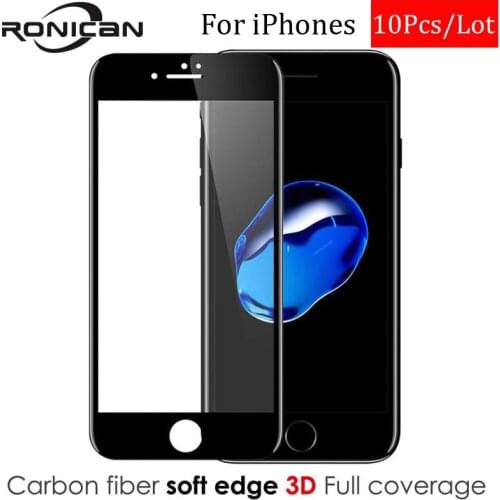10Pcs For iPhone 11Pro Max X XS XS Max 3D Curved Carbon Fiber Soft Edge Tempered Glass Screen Protector Film For iPhone 6 6s 7 8