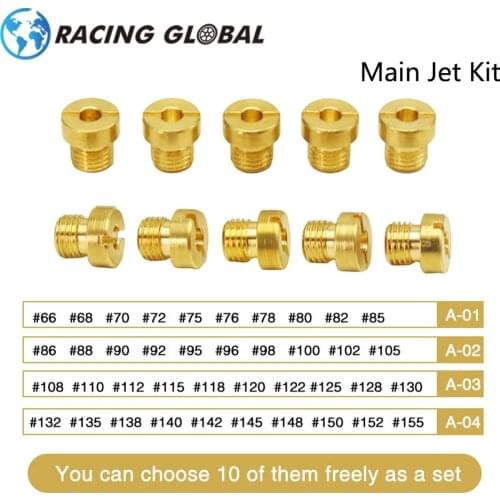 AlCON-Racing M6 Carburetor Main Jet Kit Set 6mm Thread For Dellorto PHBH PHBL FRD PHF VHB VHSH Injector Nozzle Size 66-155 10PCS