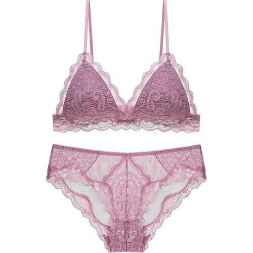 2Pcs Lingerie Set Panties & Bras For Women Lace Bralette Deep V Sexy Lingerie Backless Push Up Bra Women Brassiere Set