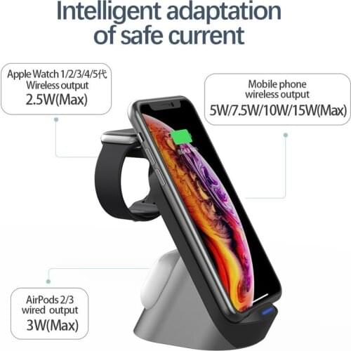Multifunction 15W 3 In 1 Qi Fast Wireless Charger for Apple Watch 5 4 3 2 1 Charging Dock Station for Iphone 8 Pus XR XS 11 Pro