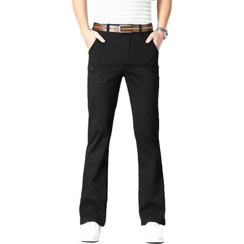 Mens Micro-Flared Casual Trousers Korean Version of Elastic Slim-Fit Flared Trousers Classic Design Flared Pants