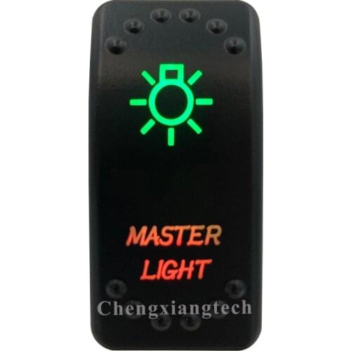 12v 24v, On Off, Up Green & Down Red Led Backlit -Master Light- Laser Rocker Switch for Car Boat Truck Bus Push Switch