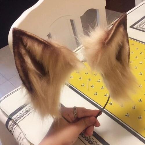 New animal Cosplay Carnaval Gothic Lolita Acessories cat Fox Ear Hair Hoop Headwear For Girl Women Kids Hand Work