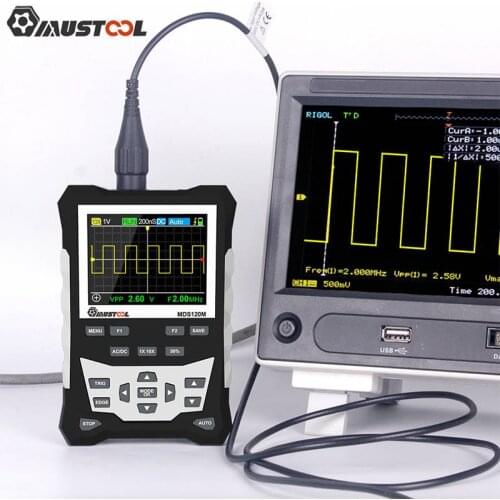 MUSTOOL MDS120M Professional Digital Oscilloscope 120MHz Analog Bandwidth 500MS/s Sampling Rate LCD Screen Waveform Storage
