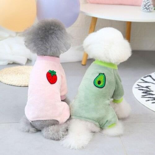 Autumn Winter Pet Clothes Warm Thicken Flannel Dog Sweater Cat Fruit Fleece Jacket Coat Chihuahua Yorkshire Hoodie Puppy Costume