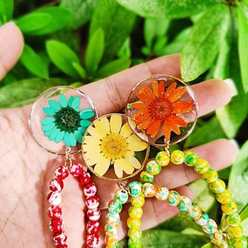 SAY Natural Dried flower Plant Dry Real Leaf Floral Resin Colorful Stone Charm Necklace Pendant Colar Collar Collier ожерелье