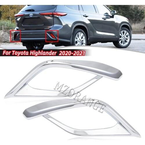 Fit For Toyota Highlander 2020-2021 Chrome Frame Rear Bumper Reflector Lamp Fog Light Lamp Cover Trim