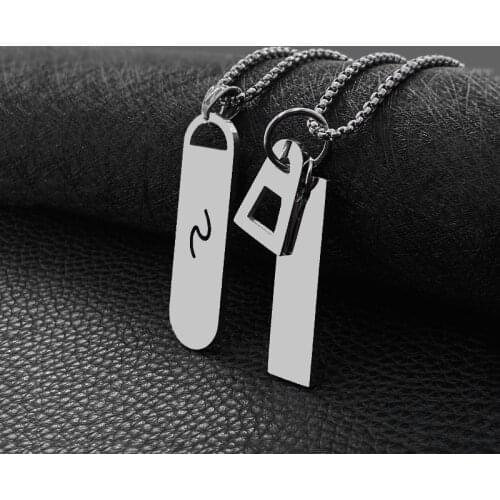 Rectangular Necklace Men and Women Hip Hop Combination Simple Titanium Steel Wild Couple Pendant