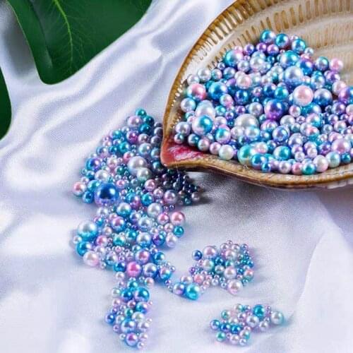 Colorful Pearls 150-200Pcs/Pack Mix Size 3/4/5/6/8/10mm Beads No Holes Round ABS Imitation Pearl DIY Crafts Decoration