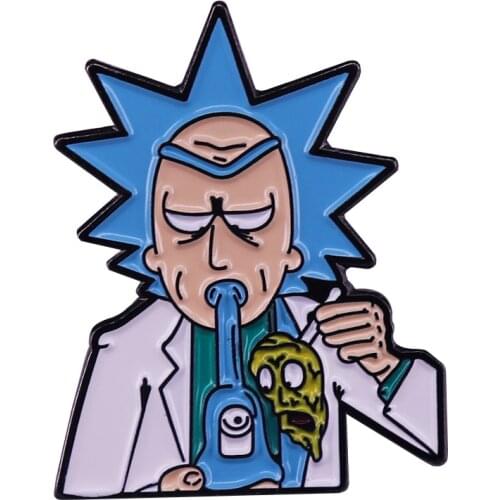 Rick Giant Head Dabs Enamel Pin 90s Funny Adult Cartoon Collection