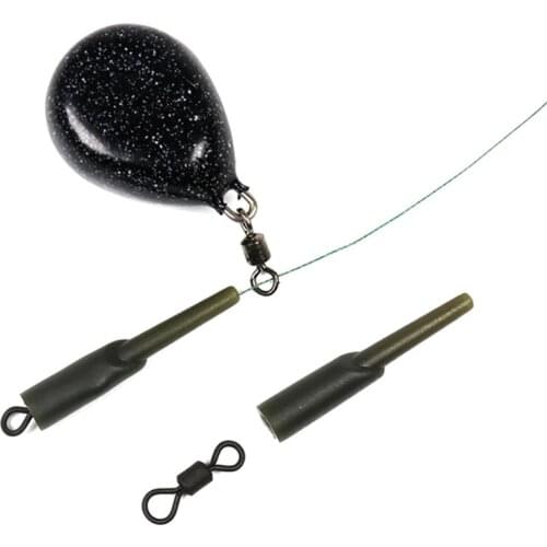 Carp Fishing Run Rig Rubber Sleeve + Swivels Lead Stopper Covert Safe System Coarse Fishing