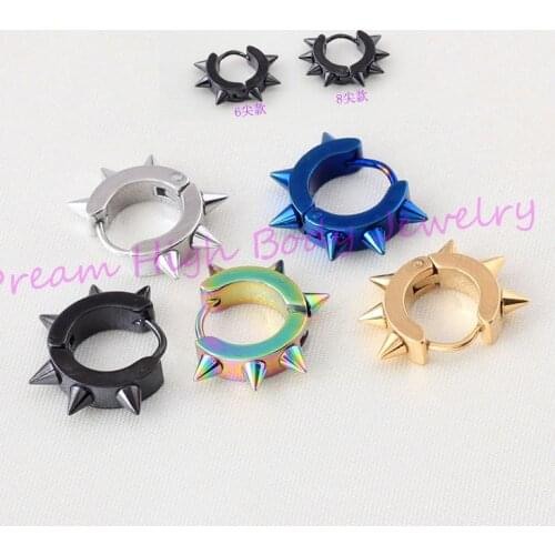 Hoop Earring Men Cone Vacuum Plating Titanium Push earring back Punk Gothic COOL Popular Body Jewelry